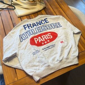 Zara Light Grey 'France Athleisure Paris' Graphic Sweatshirt